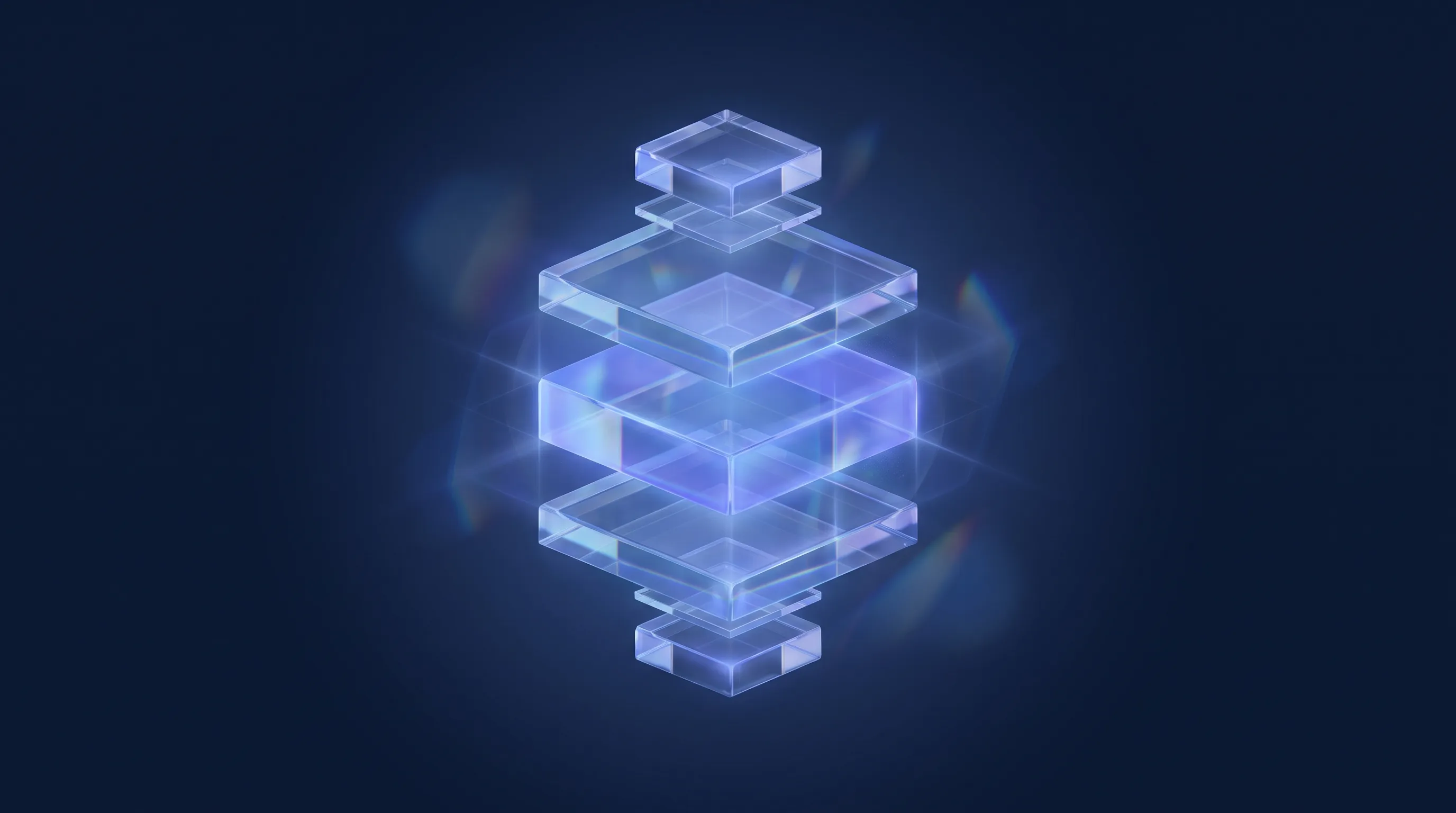 Couches de verre translucides séparées en paliers, image d'une décomposition transparente du prix